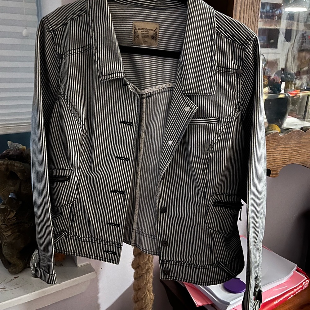 Women’s Ruff Hewn Striped Black & White Jacket - Classic Style